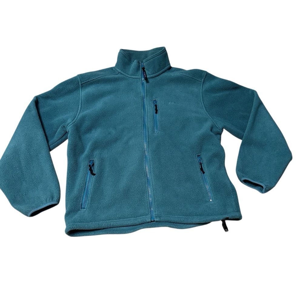 L.L. Bean Men’s Medium Teal Full Zip Fleece Jacket Outdoor Hiking Warm